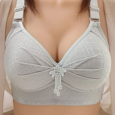 50% Off Clear! Bra Sawvnm Women's Non Steel Ring Style Printed Gathered Middle Button Breathable Underwear Daily Bra Christmas Clearance
