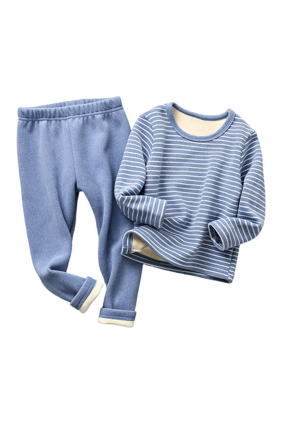 50% Off Clear! Children's Thermal Underwear Set Padded And Thickened Winter Boys Boys Baby Fall Clothes And Pants Blue 3Years