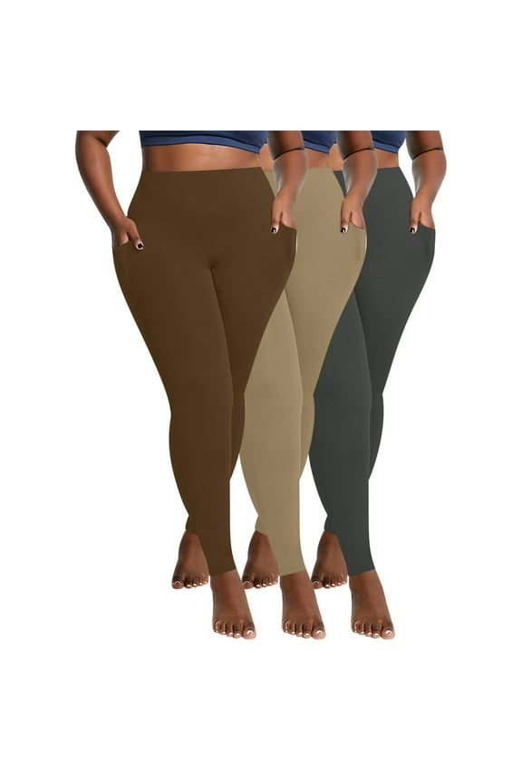50% Off Clear! Dgankt Yoga Pants 3PC Pocket Women's Leggings, High Waisted Tummy Tuck Fitness Yoga Pants on Clearance