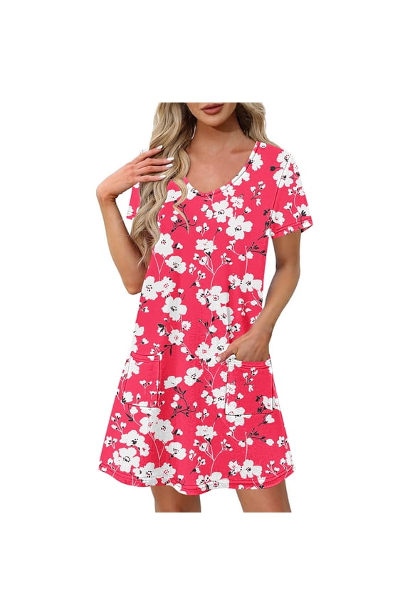 50% Off Clear! Dresses for Women 2025 Women's Fashion Summer Print Short-sleeved V-neck Casual Dress