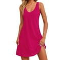 thumbnail image 1 of 50% Off Clear! Dresses for Women 2025 Women's Summer Solid Color Loose Sleeveless V Neck Dress With Pocket Hot Pink 2XL, 1 of 6