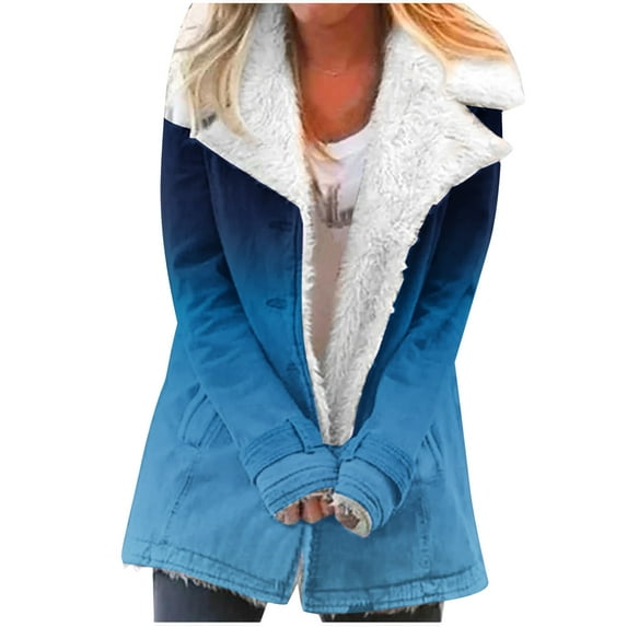 50% Off Clear!Fashion Oversize Winter Coats for Women, Women Plus Size Winter Warm Composite Plush Button Lapels Jacket Outwear Coat Deals Gift for Women