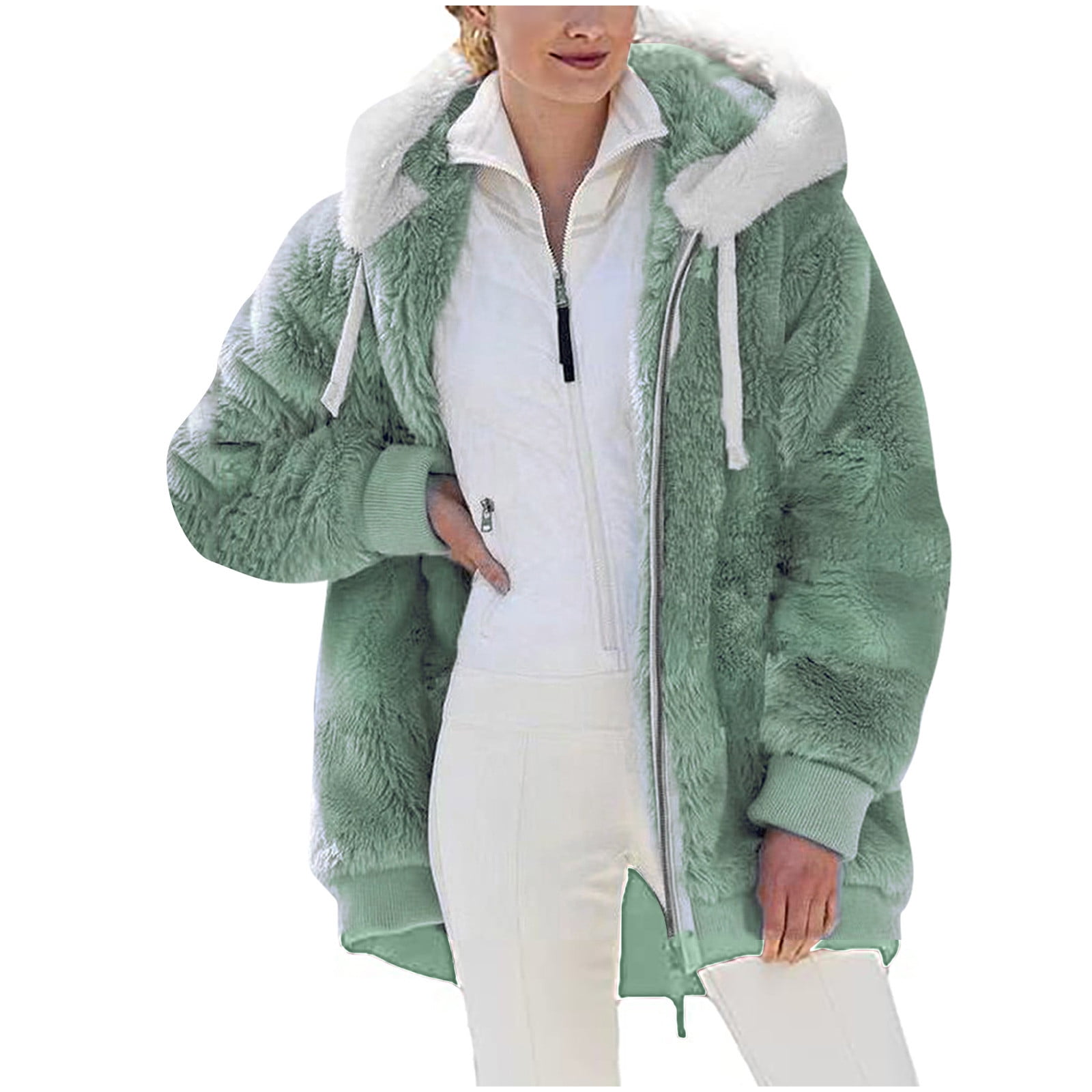 Women's Oversized Winter Jacket - Cozy Soft Lining, Zip Closure, Perfect for Cold Weather