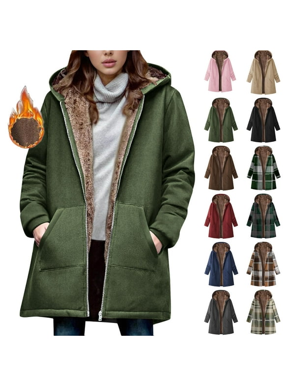 Women's Winter Coat Loose And Warm Long-sleeved Hooded Thickened And Fleece Lambskin Jacket Top