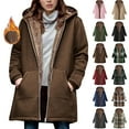 thumbnail image 1 of Women's Winter Coat Loose And Warm Long-sleeved Hooded Thickened And Fleece Lambskin Jacket Top, 1 of 7