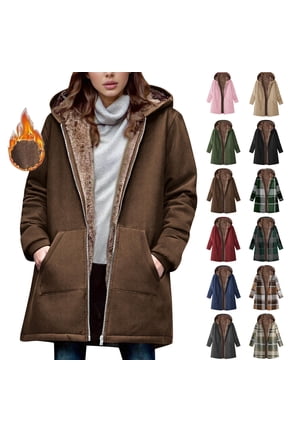 Women's Winter Coat Loose And Warm Long-sleeved Hooded Thickened And Fleece Lambskin Jacket Top