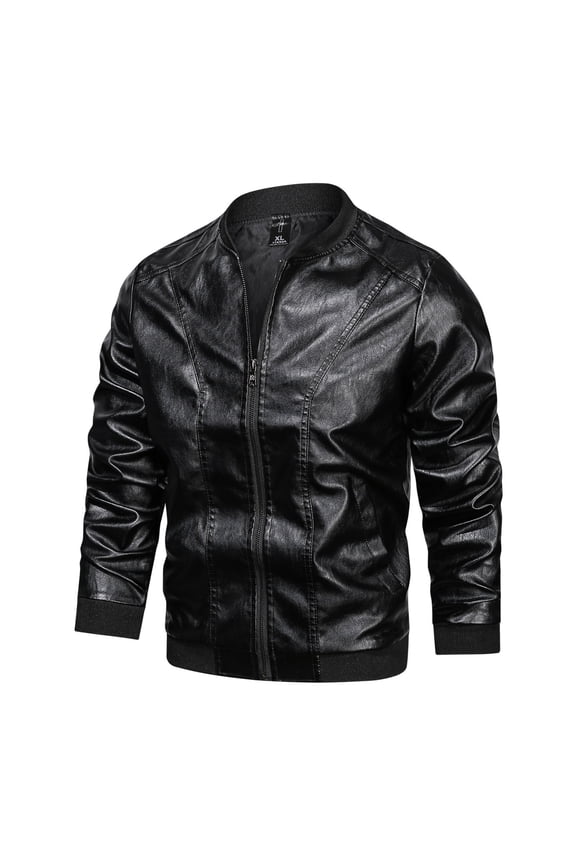 Men's Winter&Fall Coat,Long Sleeves Plus Size Outwear,Men's Winter Casual Baseball Uniform Leather Jacket