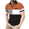 thumbnail image 1 of 50% Off Clear! Men's Casual Tops Fashion Casual Splicing Short Sleeve Turndown Collar Blouse Orange, 2XL, 1 of 9