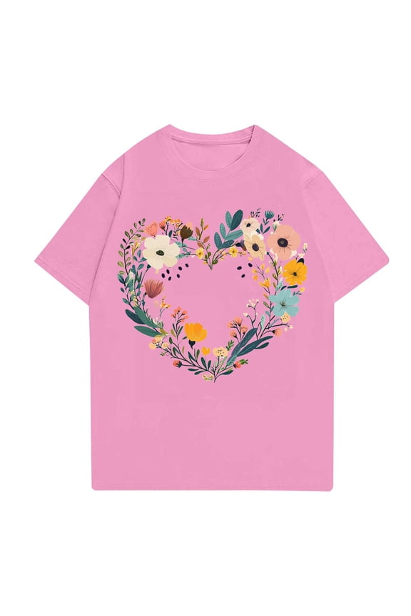 Summer Tops Boxy Fit Light Grafisches Scoop Neck Cool Short Sleeve Graphic Trending Oversize Womens Spring Tops Pink Size XL