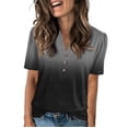 thumbnail image 1 of NAMTYQX Womens Spring Tops 2025 Button V Neck Plus Size Lounge Loose Fit Short Sleeve Fashion Soft Comfort Black Size L, 1 of 5