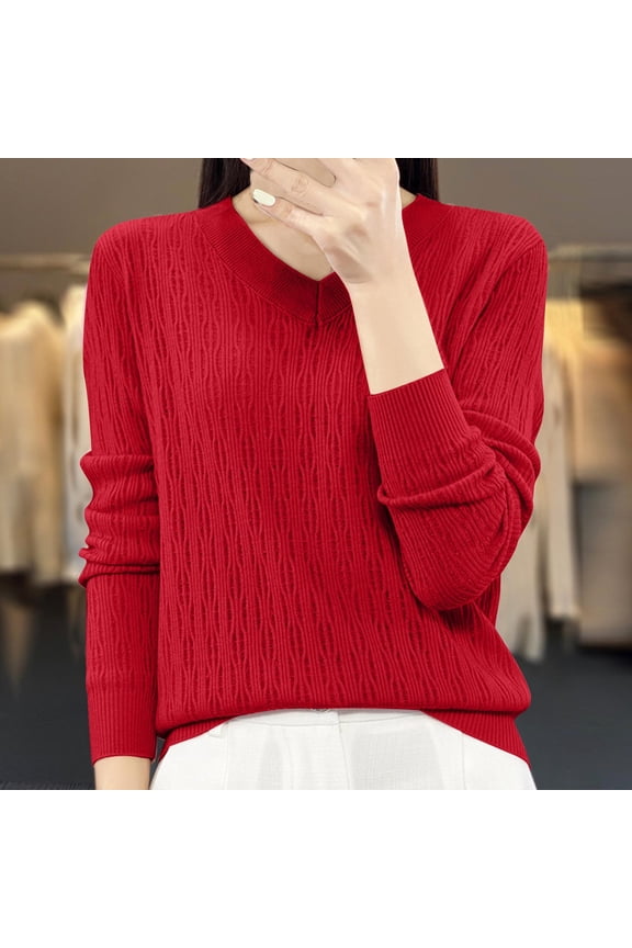 50% Off Clear! Ofreoo Fashion Women's Casual Semi High Neck Solid Color Loose Base Knitted Sweater