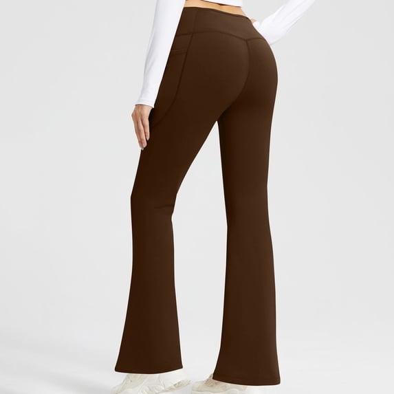 50% Off Clear! Ofreoo Womens Flare Leggings with Tummy Control Crossover Waist and Wide Leg