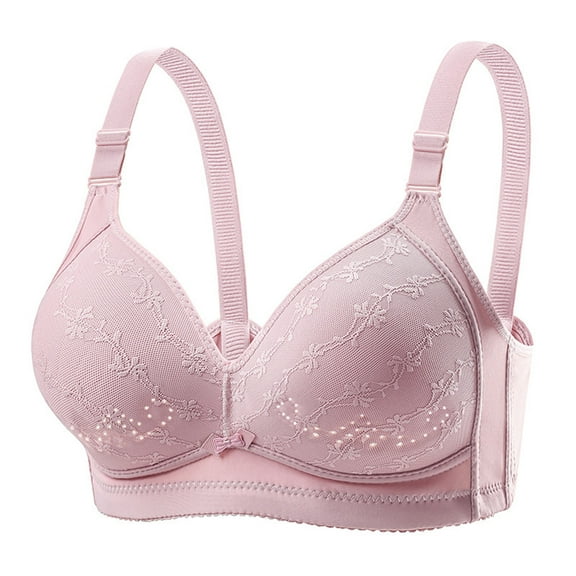 Ohufall Women's Bra Non Steel Ring Style Printed Gathered Breathable Underwear Daily Bra Summer 36C-46C