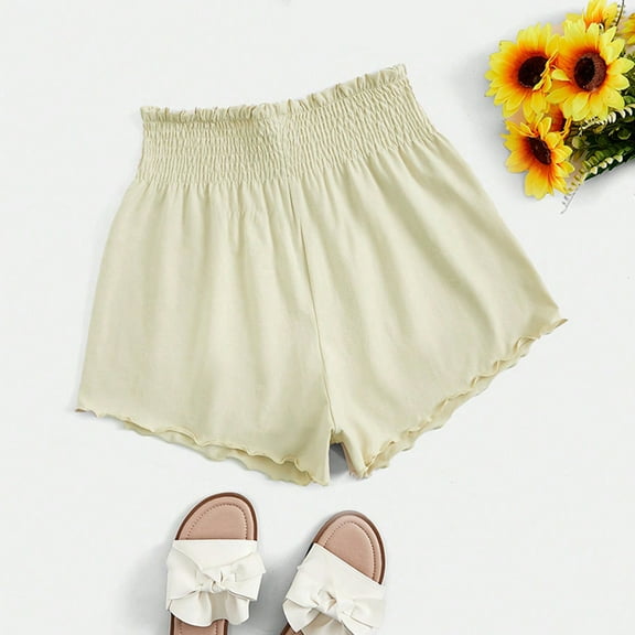 Shorts for Women, Women's New Solid Color Fashionable Elegant Elastic Waist Shorts