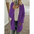 thumbnail image 1 of Early Fall Fashion Sawvnm Winter Long Coats for Women Casual Plus Size Plush Sweater Pockets Outerwear Buttons Cardigan Coat Gifts Chunky Cardigan Sweaters for Women Purple S, 1 of 9