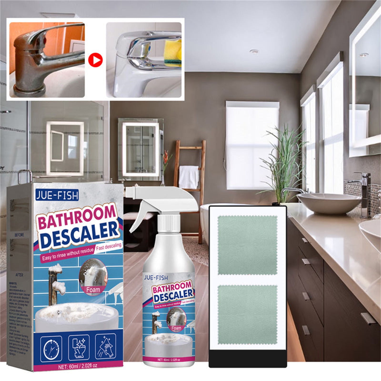 50% Off Clear! Skegnu Bathroom Sink Cleaner Shower Glass Limescale ...