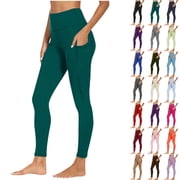 Straight Leg Yoga Pants for Women Workout Out Pocket Leggings Fitness Sports Running Yoga Athletic Pants Green 3XL