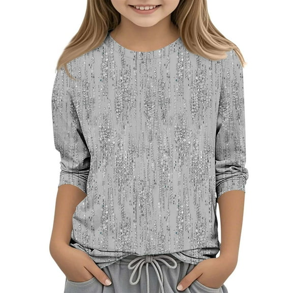 3-4 Years Summer And Spring Toddler Girls Kids Fashion Children Round Neck 3/4 Sleeve Printing T-Shirt Blouse