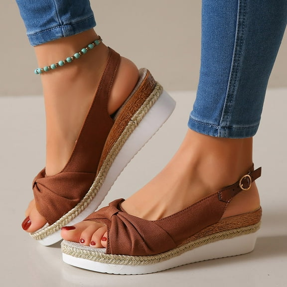 Womens Sandals Sandals Large Heel Bow Wedge Heel Casual Fish Mouth Sandals Women's Shoes