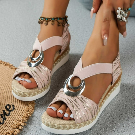 Summer Sandals for Women 2026 Women's Summer Size Wedge Fish Mouth Roman Sandals