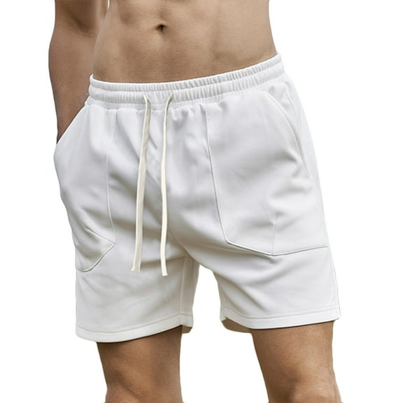 Shorts for Men, Mens Casual Fashion Solid Elastic Waist Shorts Splicing Drawstring Short Pants