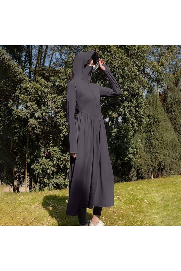 50% Off Clear! Sun Protection Clothing Ladies New Solid Color Long Sleeve Hooded Trousers Sun Protection Clothing