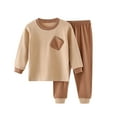 thumbnail image 1 of 50% Off Clear! Toddler Baby Kids Winter Boys Girls Solid Color Pocket Long Sleeved Home Wear Clothes Suit Brown 6 Months, 1 of 4