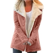 50% Off Clear!Tuscom Winter Long Coats for Women Plus Size Winter Warm Composite PlushButton Lapels Jacket Outwear Coat Gifts