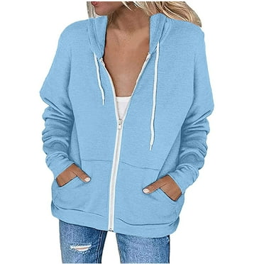 Going Out Tops for Women Viikei Womens Coats and Jackets Plus Size Women's Hoodie Zip Long Sleeve Lightweight Sweatshirts Pockets Coat Tops