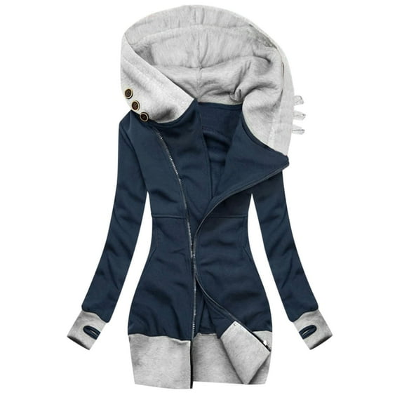 Viikei Womens Jackets and Coats Plus Size Jackets Coats for Winter Solid Jacket Zipper Pocket Sweatshirt Long Sleeve Coat