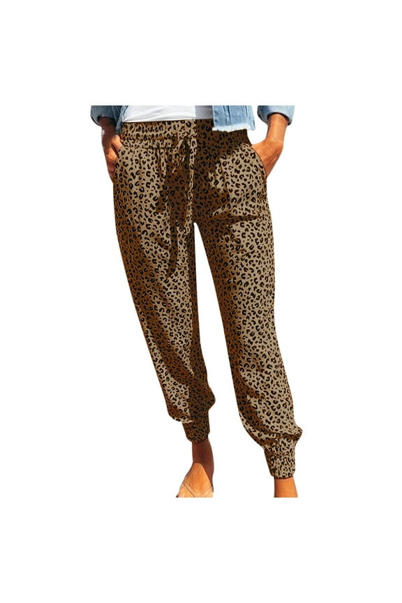 50% Off Clear! Viikei Womens Pants Clearance Plus Size Pants Leopard Print Bottoms Athletic