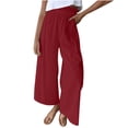 thumbnail image 1 of 50% Off Clear! Viikei Womens Pants Clearance Plus Size Pants Solid Color High Waist Loose Mopping Long Cotton Linen Wide Leg, 1 of 8