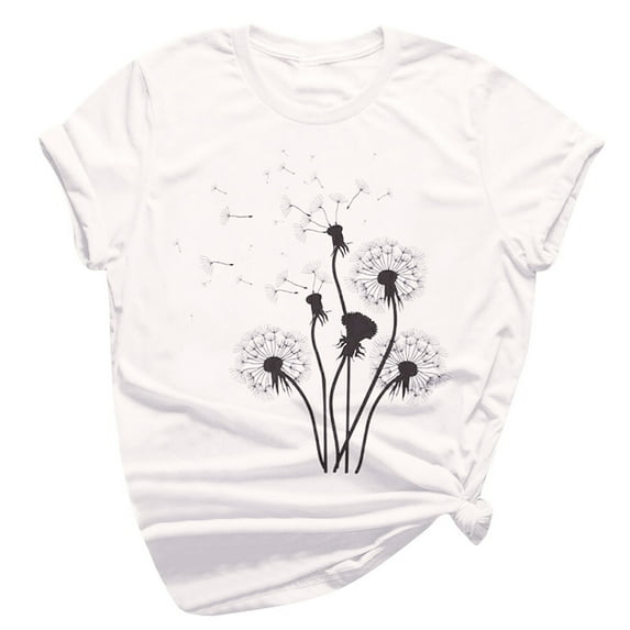 Spring Tops for Women 2025 Viikei Womens Tops Clearance Under $5 New Women's T-Shirt Short Sleeves Fashion Big Floral Flower Lady T-Shirts Top
