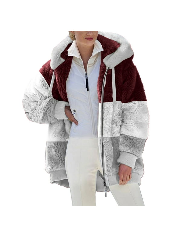50% Off Clear!Winter Long Coats for Women, Fashion Womens Warm Faux Coat Jacket Winter Zipper Long Sleeve Outerwear Gifts Christmas Gift