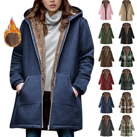 Women's Winter Coat Loose And Warm Long-sleeved Hooded Thickened And Fleece Lambskin Jacket Top