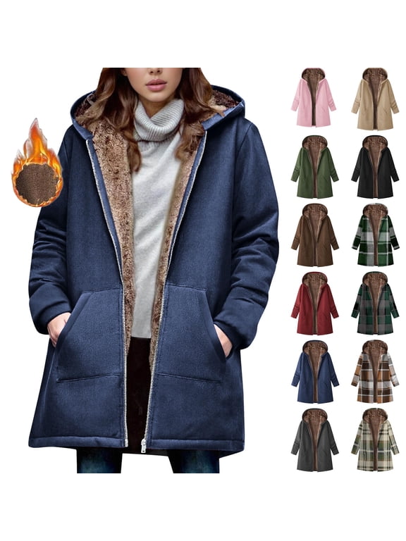 Women's Winter Coat Loose And Warm Long-sleeved Hooded Thickened And Fleece Lambskin Jacket Top