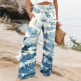 thumbnail image 1 of Women Casual Comfortable Printing Pockets Elastic Waist Straight Loose Pants Pink S, 1 of 5