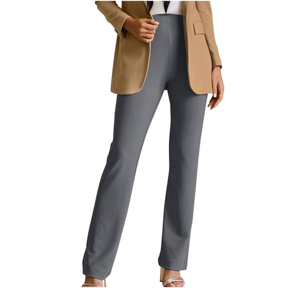 50% Off Clear! Women's Casual Pants Flare Solid Suit Elastic Pants Leisure Trousers Bell-bottoms Solid Color Pants Dark Gray L