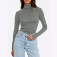 thumbnail image 1 of 50% Off Clear! Women's Long Sleeve Shirts Casual Tops Comfortable Solid Color Tight Long Sleeve Round Neck Underlay Tops Gray L, 1 of 7