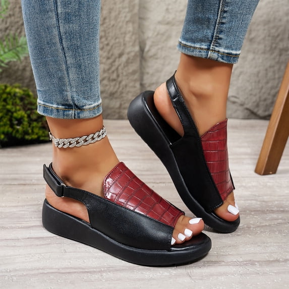 Women's Sandals Fashion Casual Summer Fish Mouth Open Toe Buckle Wedge Heel Thick Bottom Sandals