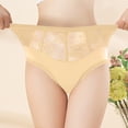 thumbnail image 1 of 50% Off Clear! Women's Solid Color High Waisted Bikini Lace Ice Silk Underwear Beige L, 1 of 6
