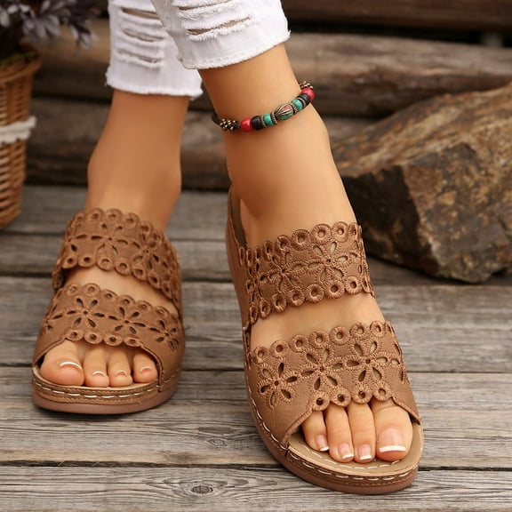 Clear Sandals for Women, Fashion Women Casual Round Head Comfy Slippers Beach Casual Slipsole Shoes
