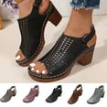 thumbnail image 1 of Womens Sandals Women's Summer Plus-size Casual High Heeled Cutout Clasp Fish Mouth Sandals, 1 of 4