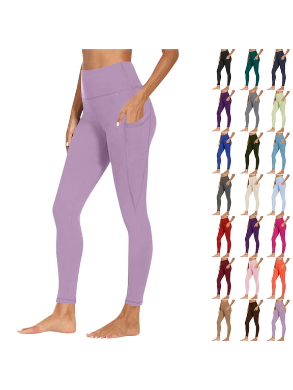 50% Off Clear! Yoga Pants for Women Workout Out Pocket Leggings Fitness Sports Running Yoga Athletic Pants Purple S