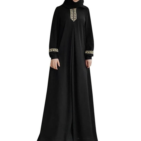 50% Off Clear! asdoklhq Ladies Dresses Clearance $5,Women Plus Size Print Abaya Jilbab Muslim Maxi Dress Casual Kaftan Long Dress