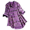 thumbnail image 1 of 50% Off Clear! asdoklhq Long Sleeve T Shirts for Women,Women Casual Cat Print Long Sleeve O-Neck Button Loose Shirt Top Blouse, 1 of 4