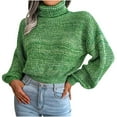 thumbnail image 1 of 50% Off Clear! asdoklhq Sweaters for Women Clearance $5.00,Women's Fashion Casual Lantern Long Sleeve Turtleneck Knitted Sweater Turtleneck Sweater, 1 of 6
