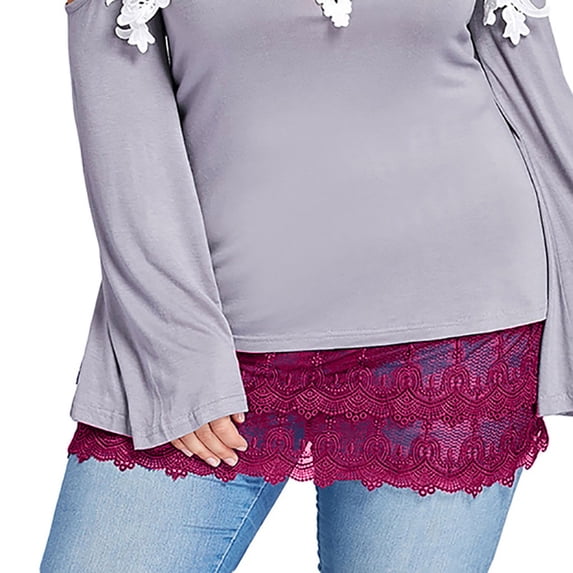 50% Off Clear! asdoklhq Womens Plus Size Clearance Dresses Under $15Women's Layered Tiered Sheer Lace Trim Extender Half Slip Plus Size Skirt