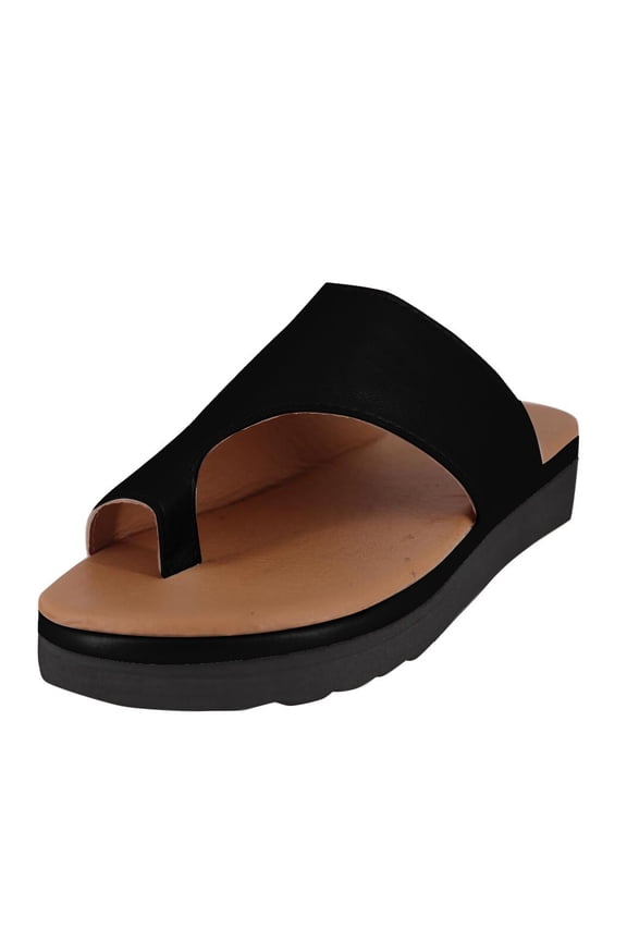 50% Off Clear! asdoklhq Womens Slippers Clearance Womens Fashion Flats Wedges Open Toe Ankle Beach Shoes Roman Slippers Sandals Black 41