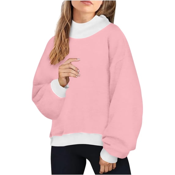 Aofany Sweatshirts for Women,Women's Long Sleeve Color Block Pullover Tops Sweatshirts Gift for Women